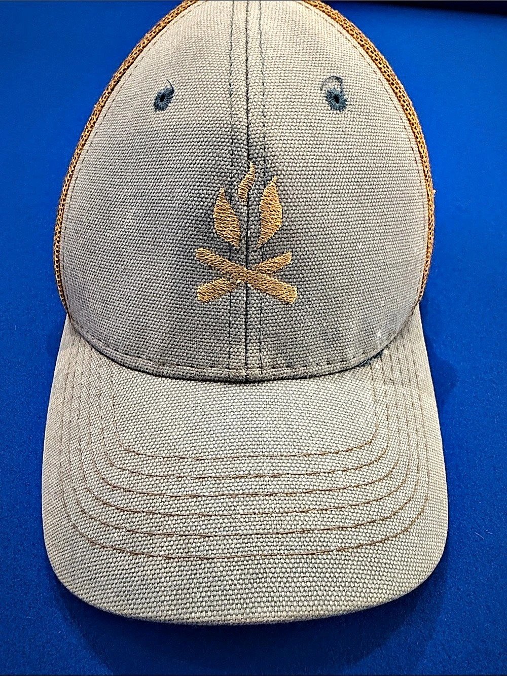 George Trucker Hat in Beige & Orange